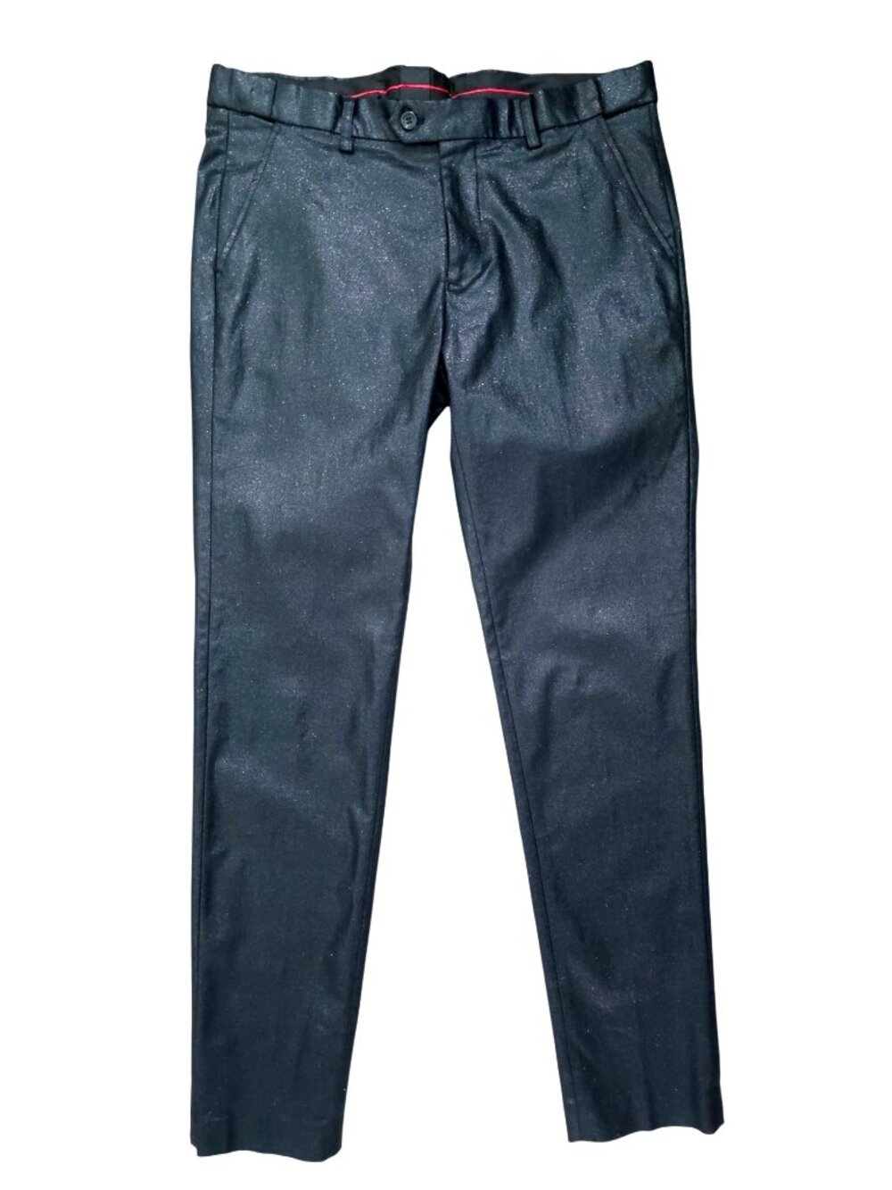 Barabas PROFIT Slim Fit Black Leather-Look Dress Pants w/ Shimmer Finish 32x31